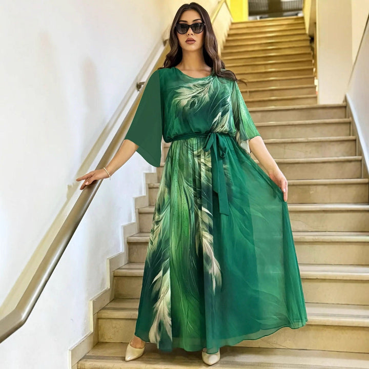Halinor - Vestido maxi elegante de Chiffon