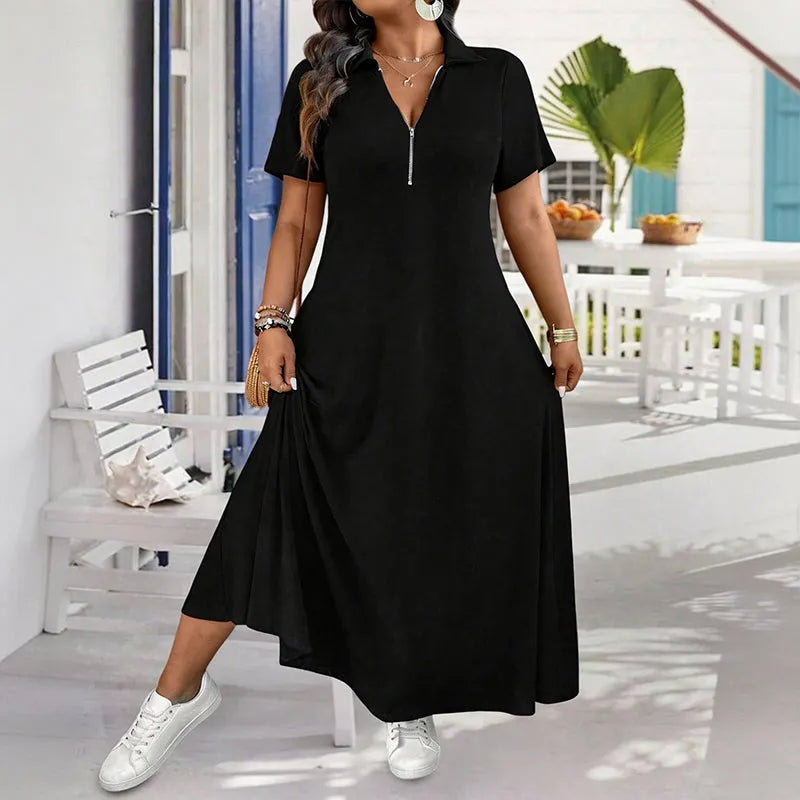 Primelle - Vestido maxi de cuello con cierre, de tacto suave