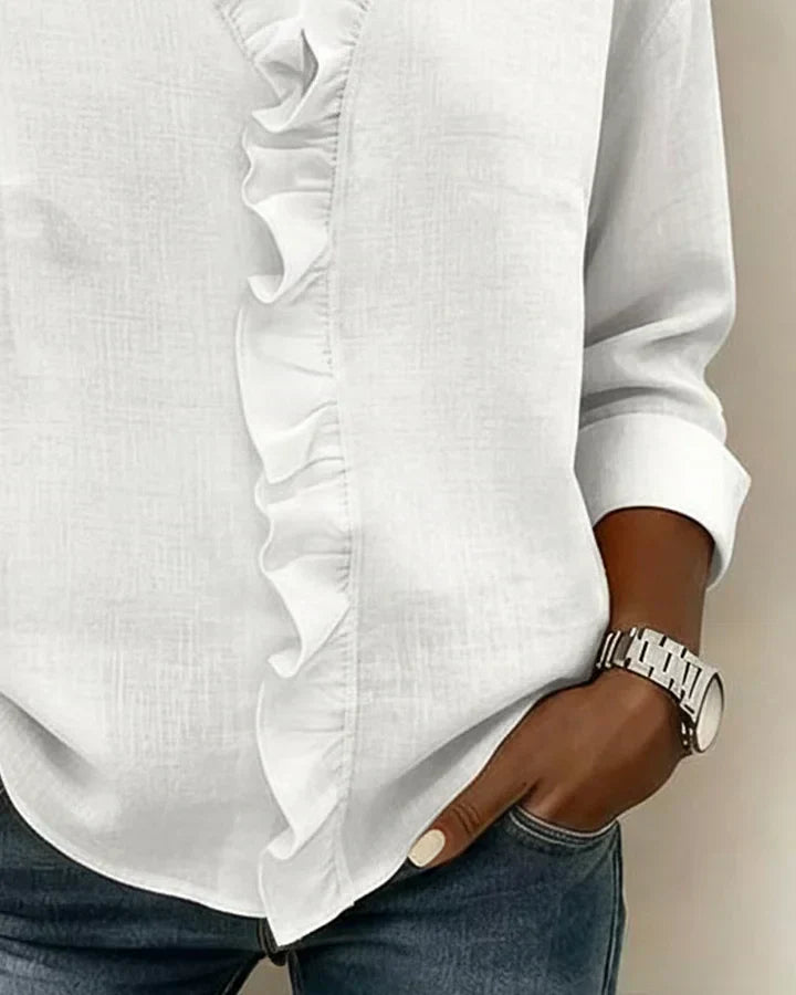 Maeryn - Blusa premium con holanes y escote en V