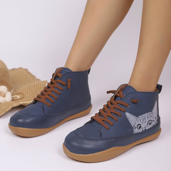 Zorelle - Botines cómodos con detalle de gato