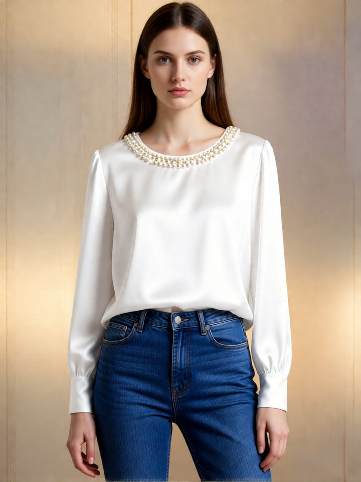 Avara - Blusa elegante con perlas