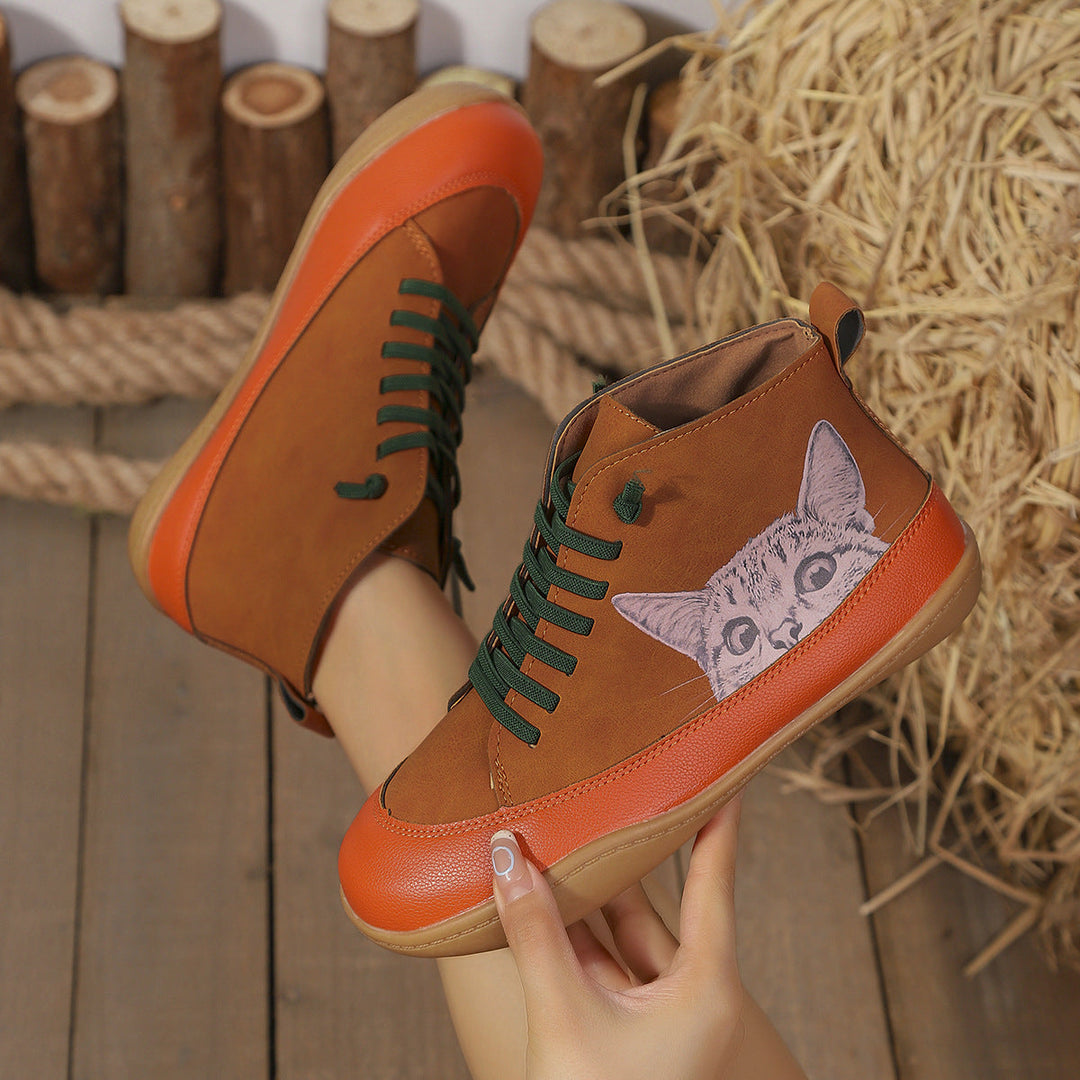 Zorelle - Botines cómodos con detalle de gato