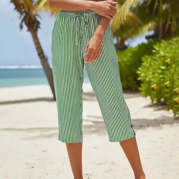 Roselina - Pantalón capri a rayas con cintura ajustable
