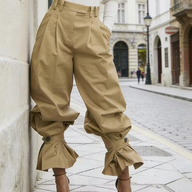 Dianella - Pantalones de tiro alto con holanes