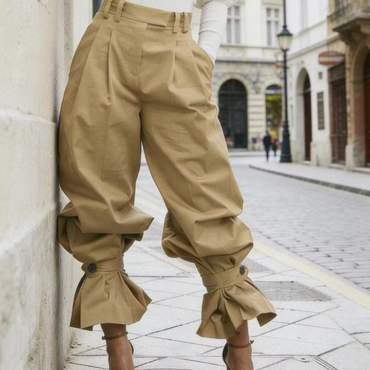 Dianella - Pantalones de tiro alto con holanes