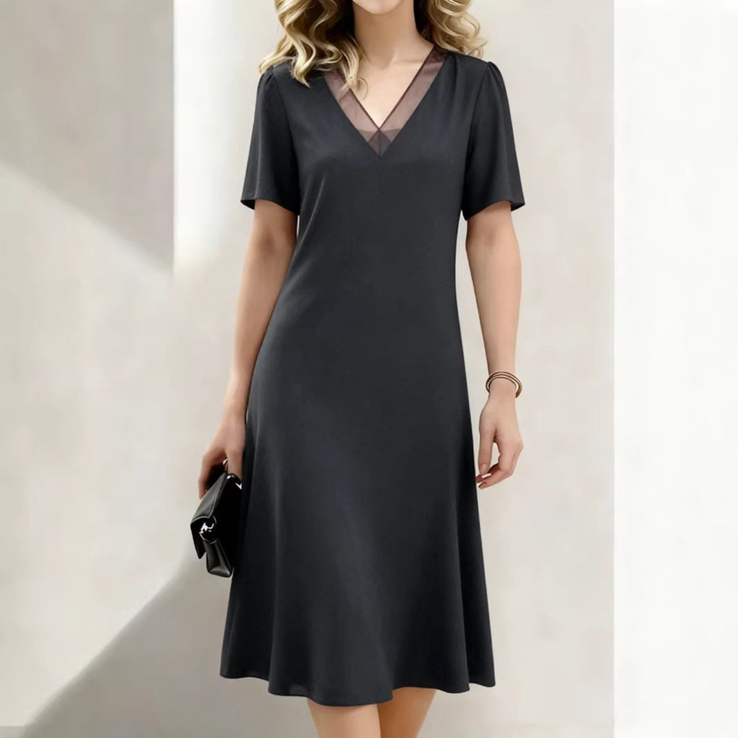 Brina - Vestido midi con escote en V y manga corta