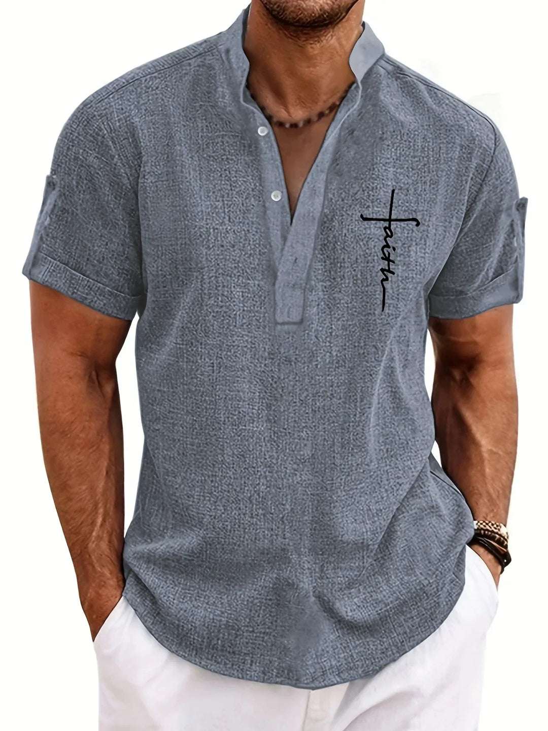 Harlan - Camisa texturizada de cuello alto