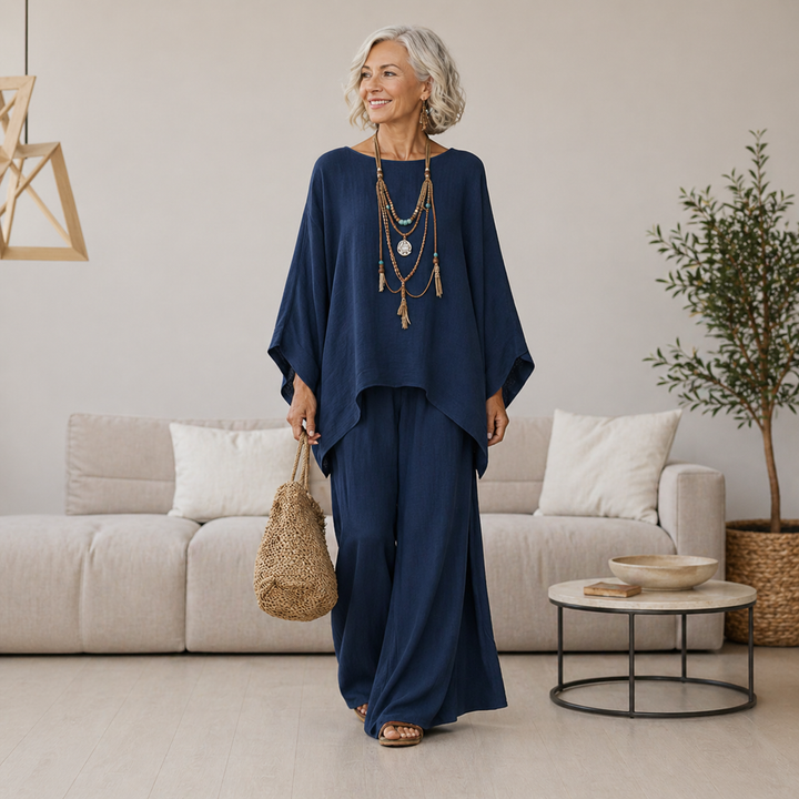 Annisette - Conjunto de dos piezas con pantalón de pierna ancha y tacto suave