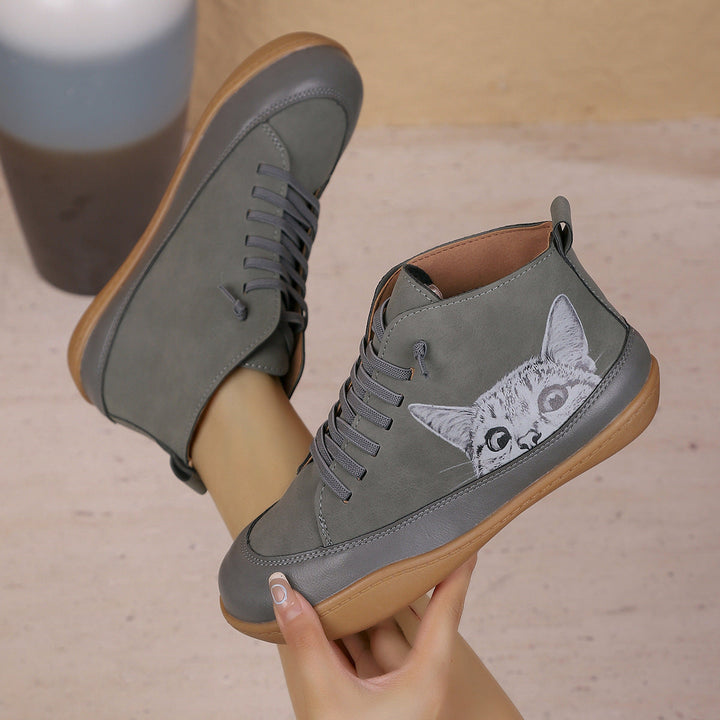 Zorelle - Botines cómodos con detalle de gato