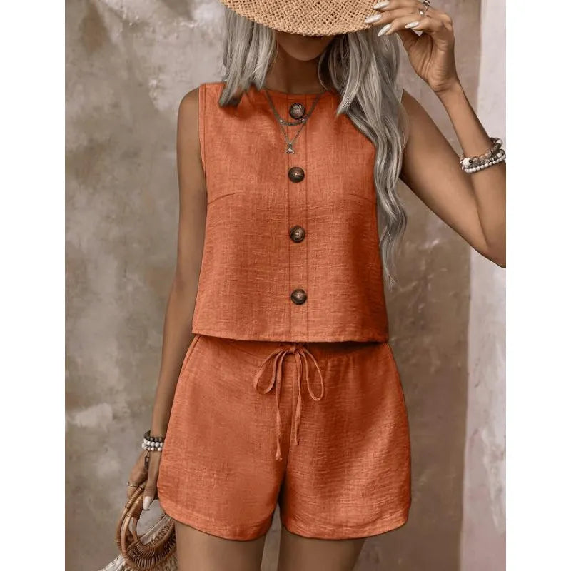 Abilene - Conjunto de top texturizado y shorts