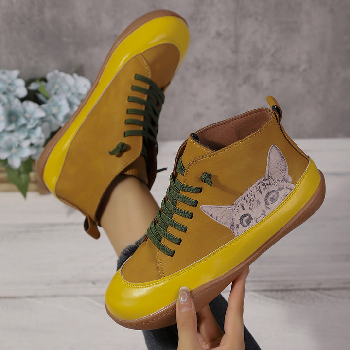 Zorelle - Botines cómodos con detalle de gato