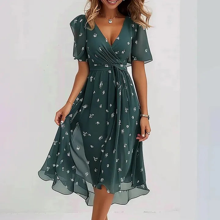 Falyne - Vestido midi fresco