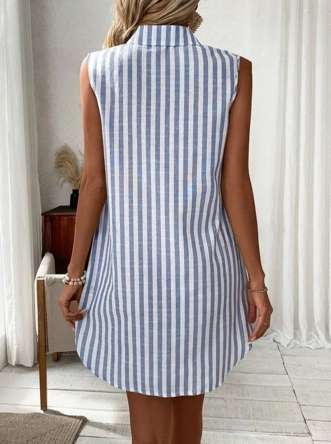 Anora - Vestido camisero a rayas de tacto suave