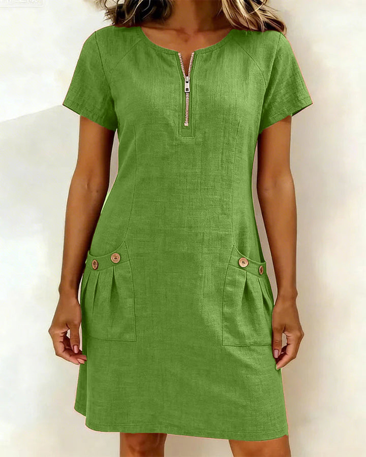 Dariae - Vestido de corte A de mezcla de lino