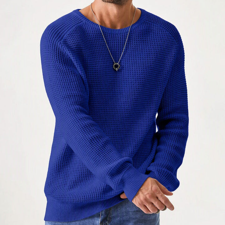 Isric - Suéter de punto texturizado con cuello redondo