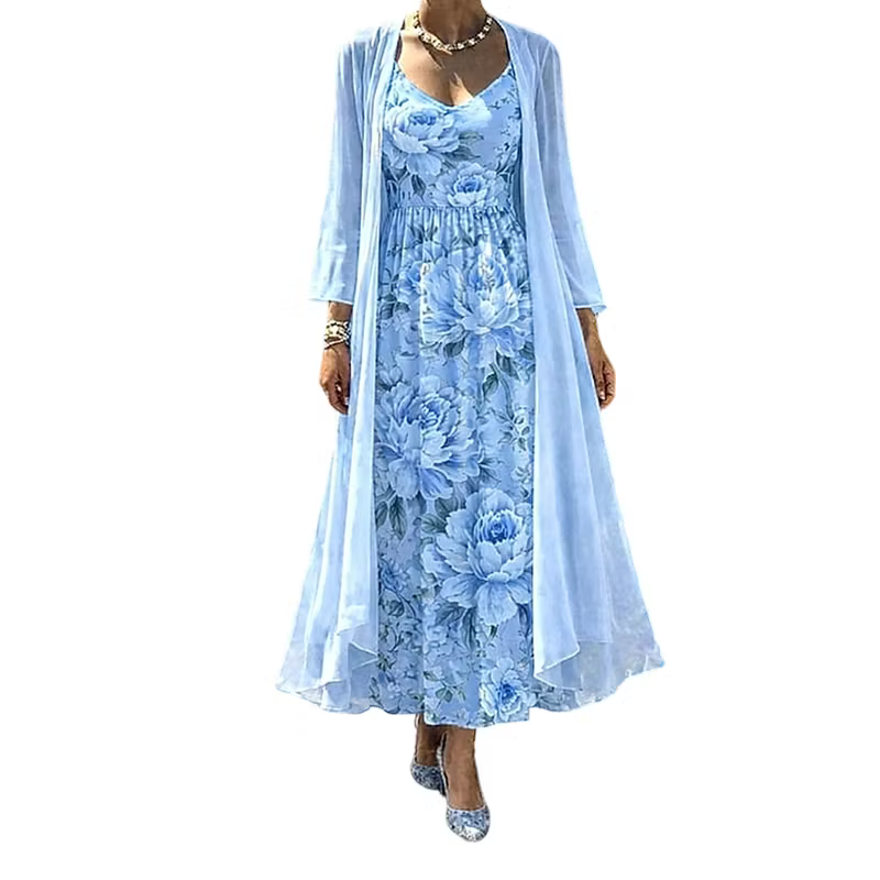 Asteria - Vestido maxi floral de dos piezas