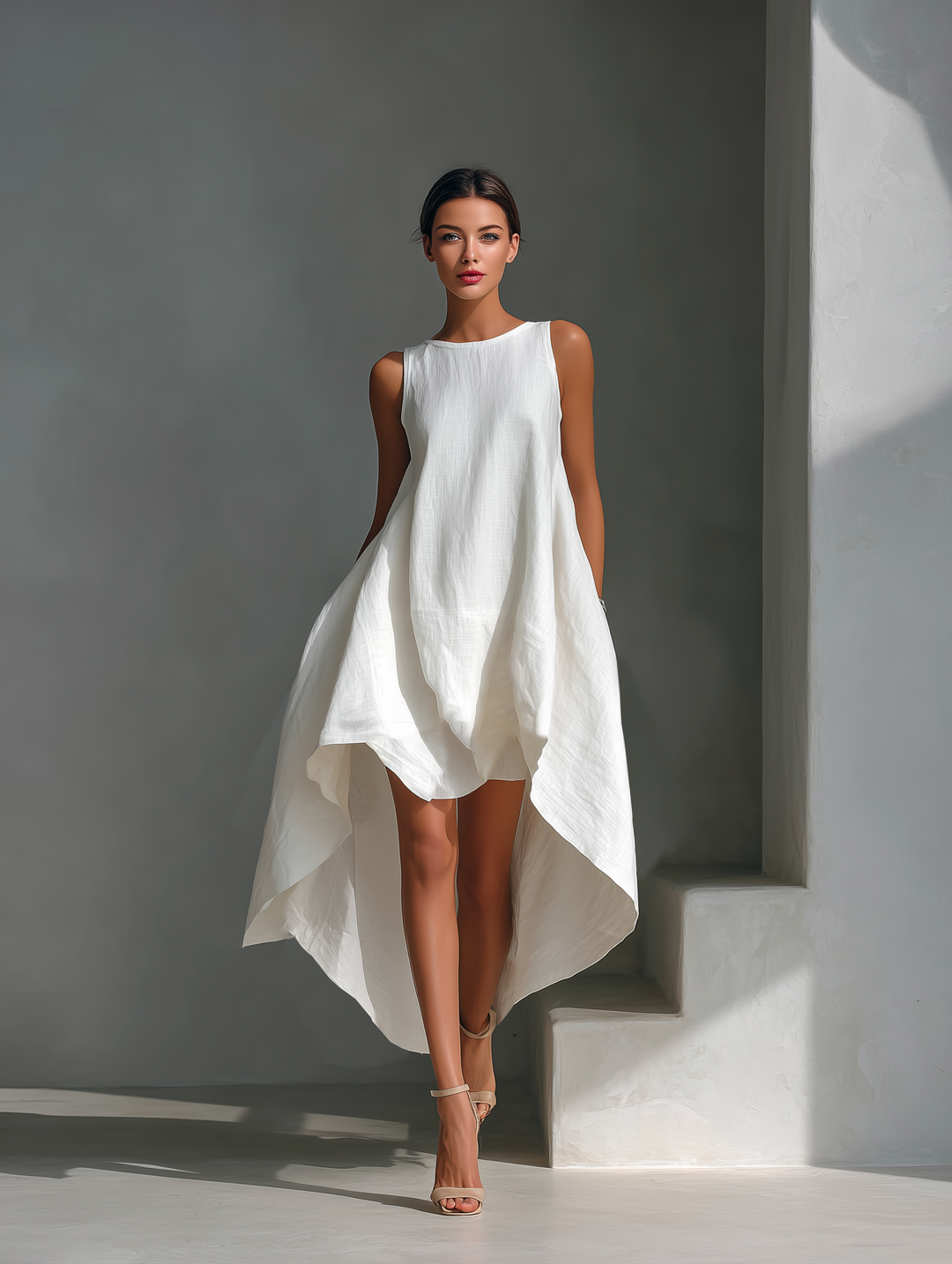 Elvina - Vestido midi de lino fresco
