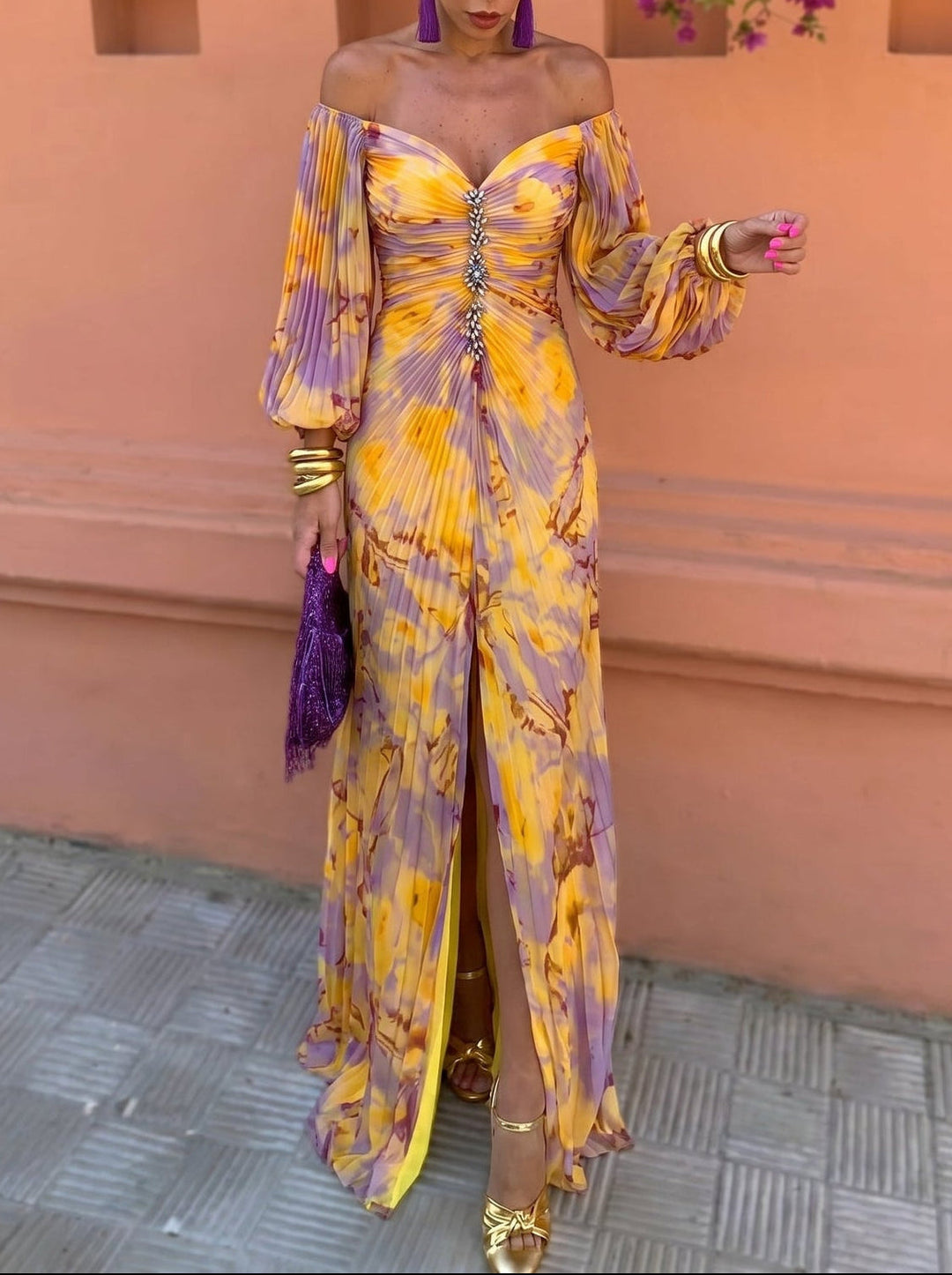 Avalora - Vestido maxi floral elegante