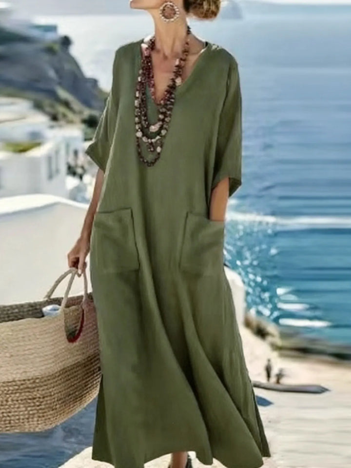 Serenelle - Vestido maxi con escote en V y suave al tacto