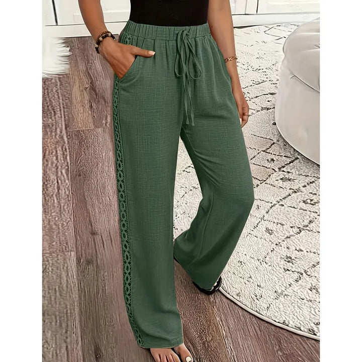 Estrelle - Pantalón de descanso con jareta y detalle de encaje