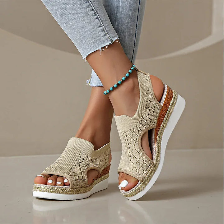 Orianne - Sandalias de cuña con punta abierta y transpirables