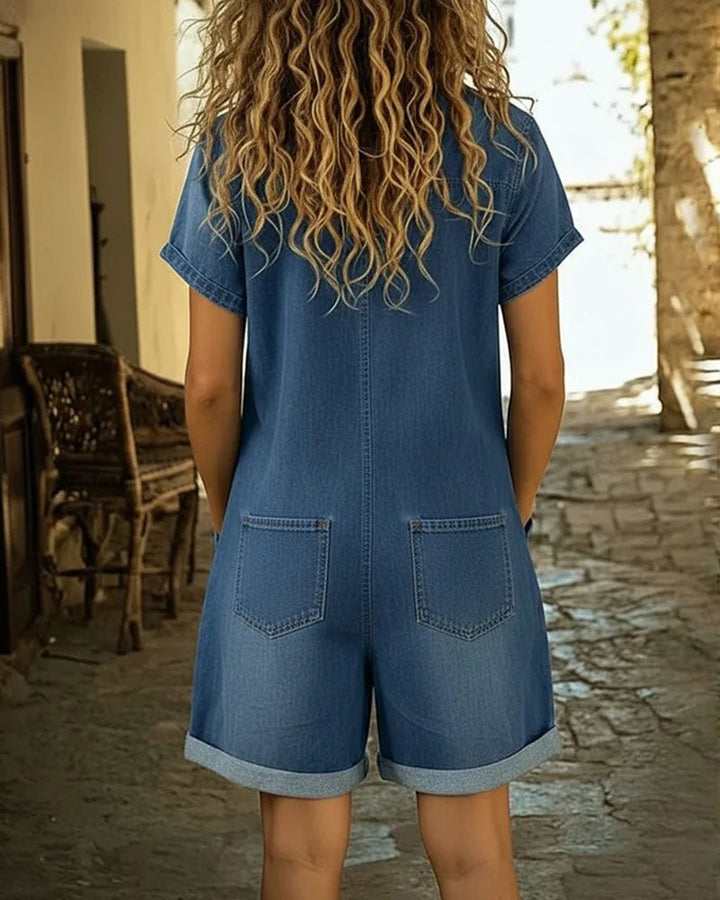 Ysmeria - Jumpsuit de mezclilla con botones al frente