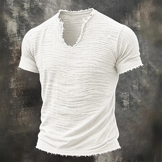 Jarrett - Playera de cuello en V texturizada