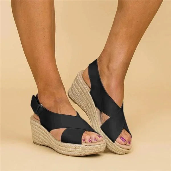 Zadie - Sandalias de plataforma con tiras cruzadas, estilo casual