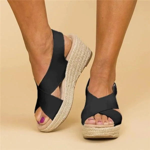 Zadie - Sandalias de plataforma con tiras cruzadas, estilo casual