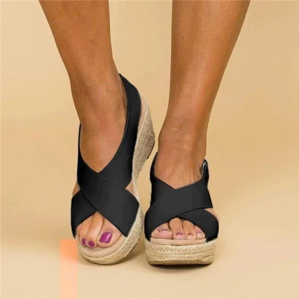 Zadie - Sandalias de plataforma con tiras cruzadas, estilo casual