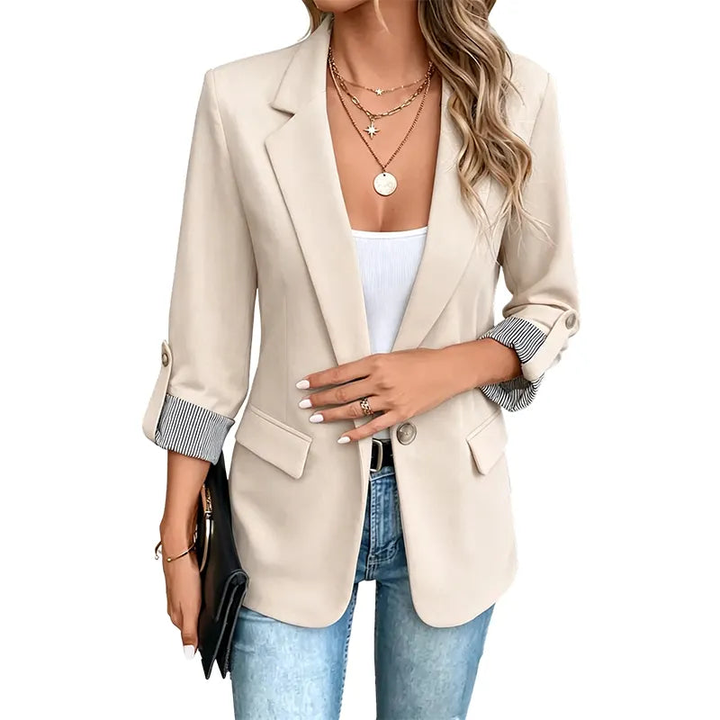 Celenya - Blazer clásico con mangas arremangadas