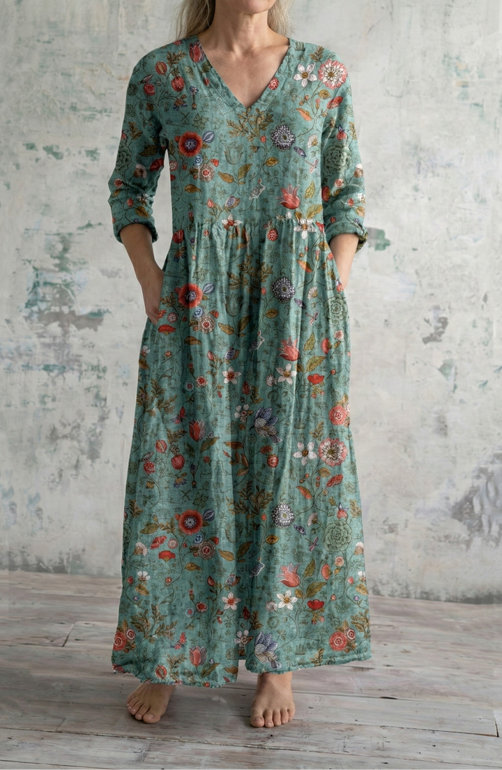 Irinae - Vestido maxi floral de tacto suave