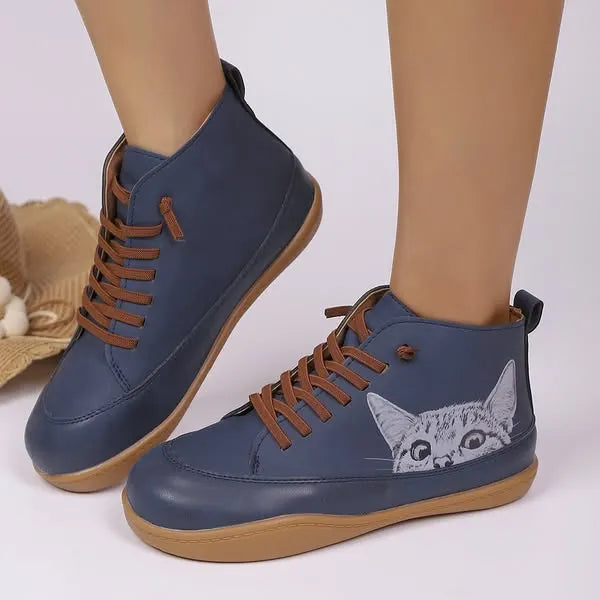 Zorelle - Botines cómodos con detalle de gato