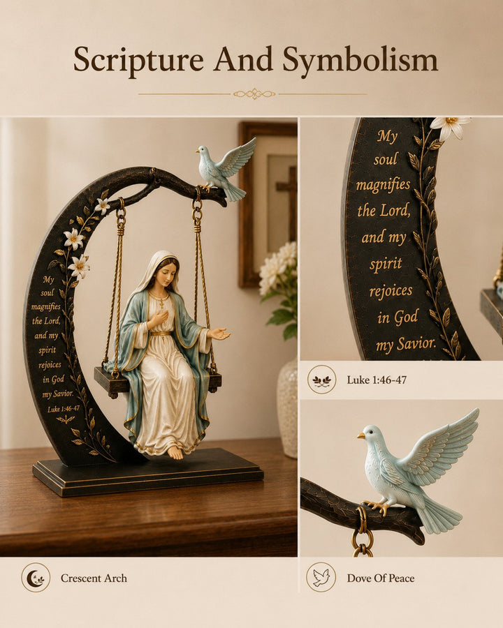 Calienne - Estatua de mesa de Nuestra Señora en columpio