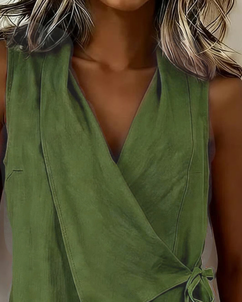 Farren - Blusa cruzada sin mangas