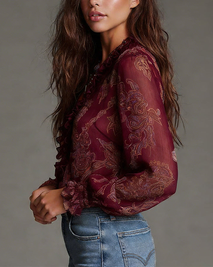 Norina - Blusa con escote en V de tacto suave