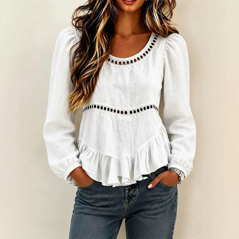 Genevelle - Blusa con holanes de tacto suave