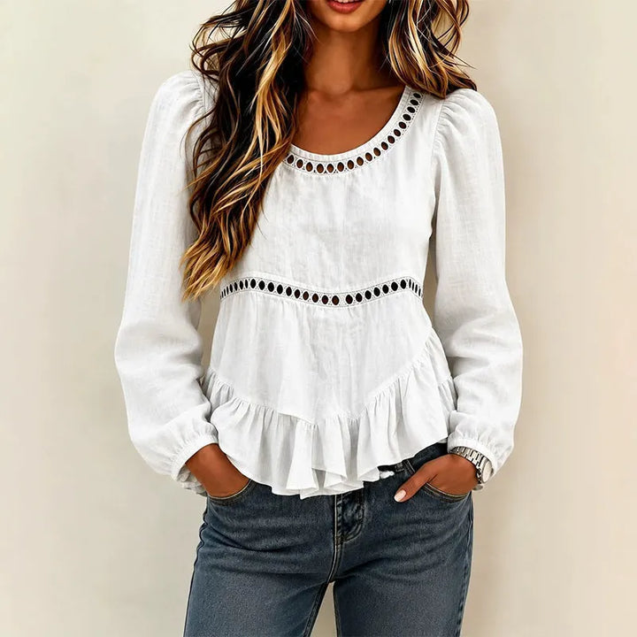 Genevelle - Blusa con holanes de tacto suave