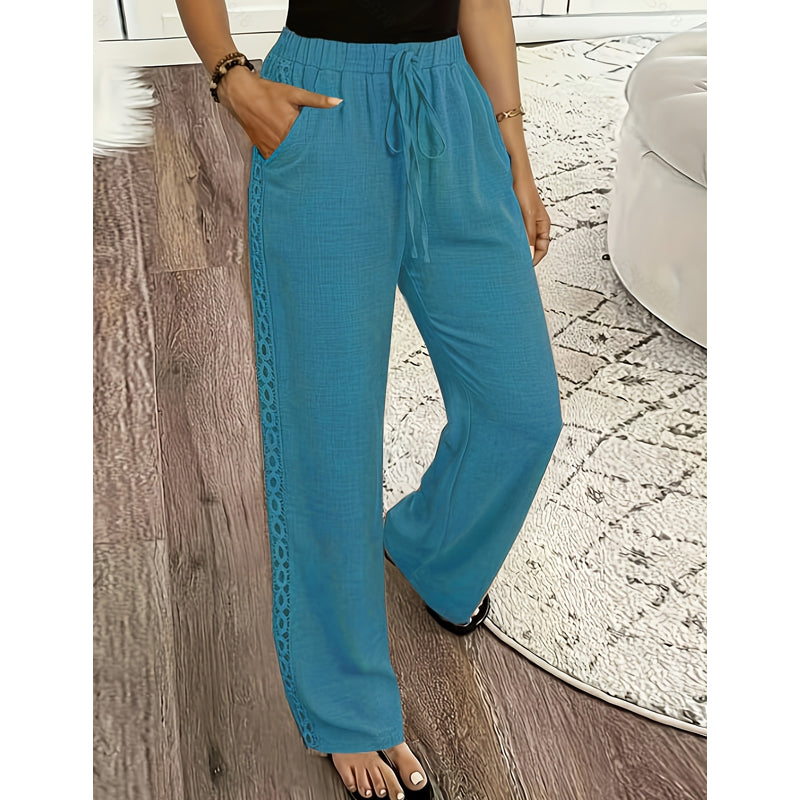 Estrelle - Pantalón de descanso con jareta y detalle de encaje