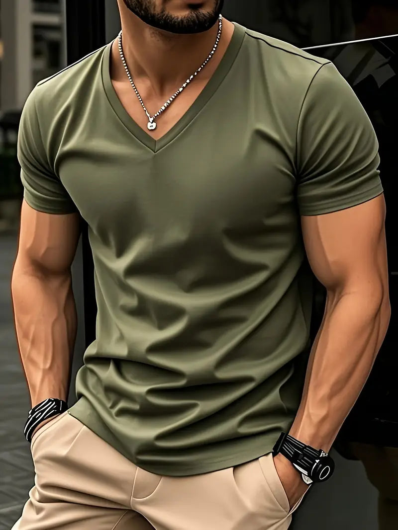 Trevor - Playera de cuello en V suave al tacto