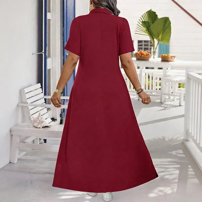 Primelle - Vestido maxi de cuello con cierre, de tacto suave