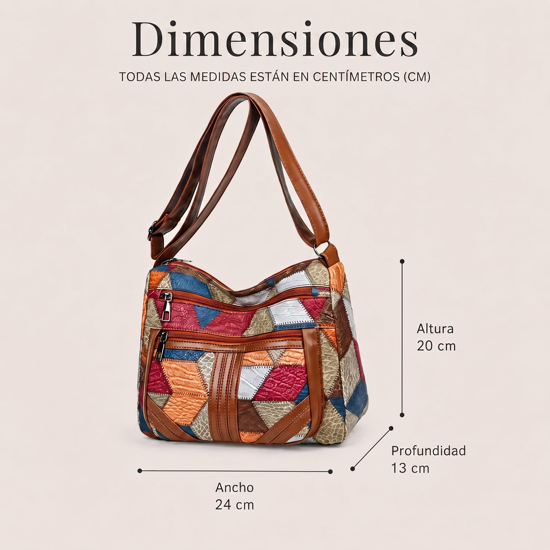 Lauranique - Bolsa bandolera de patchwork y tacto suave