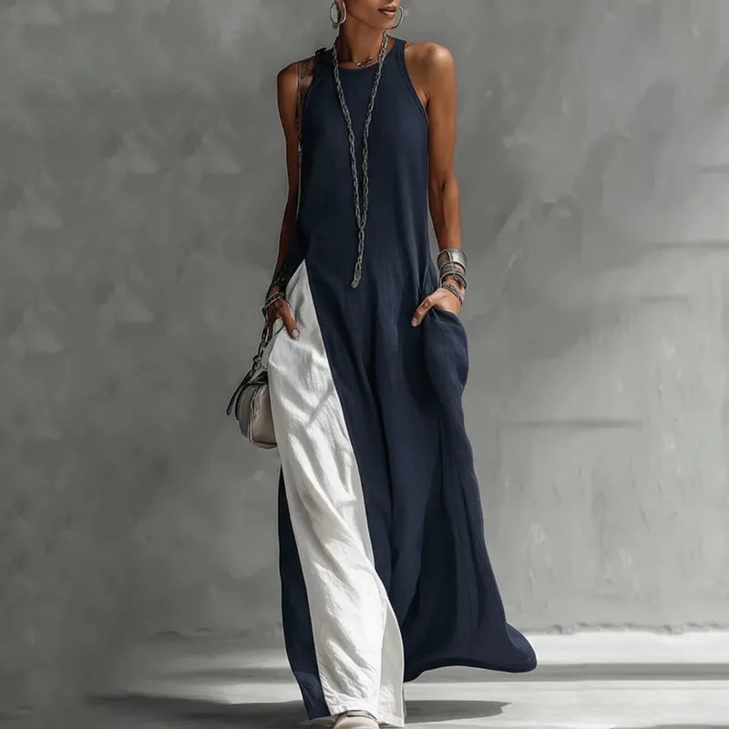 Zarella - Vestido largo con bloques de color de tacto suave