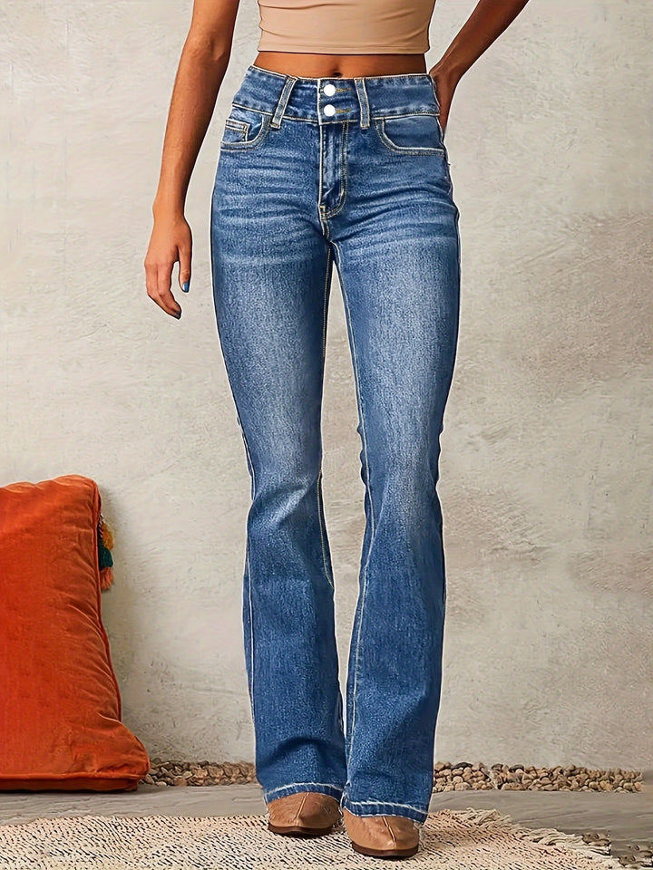 Evarra - Jeans acampanados de tiro alto con stretch suave