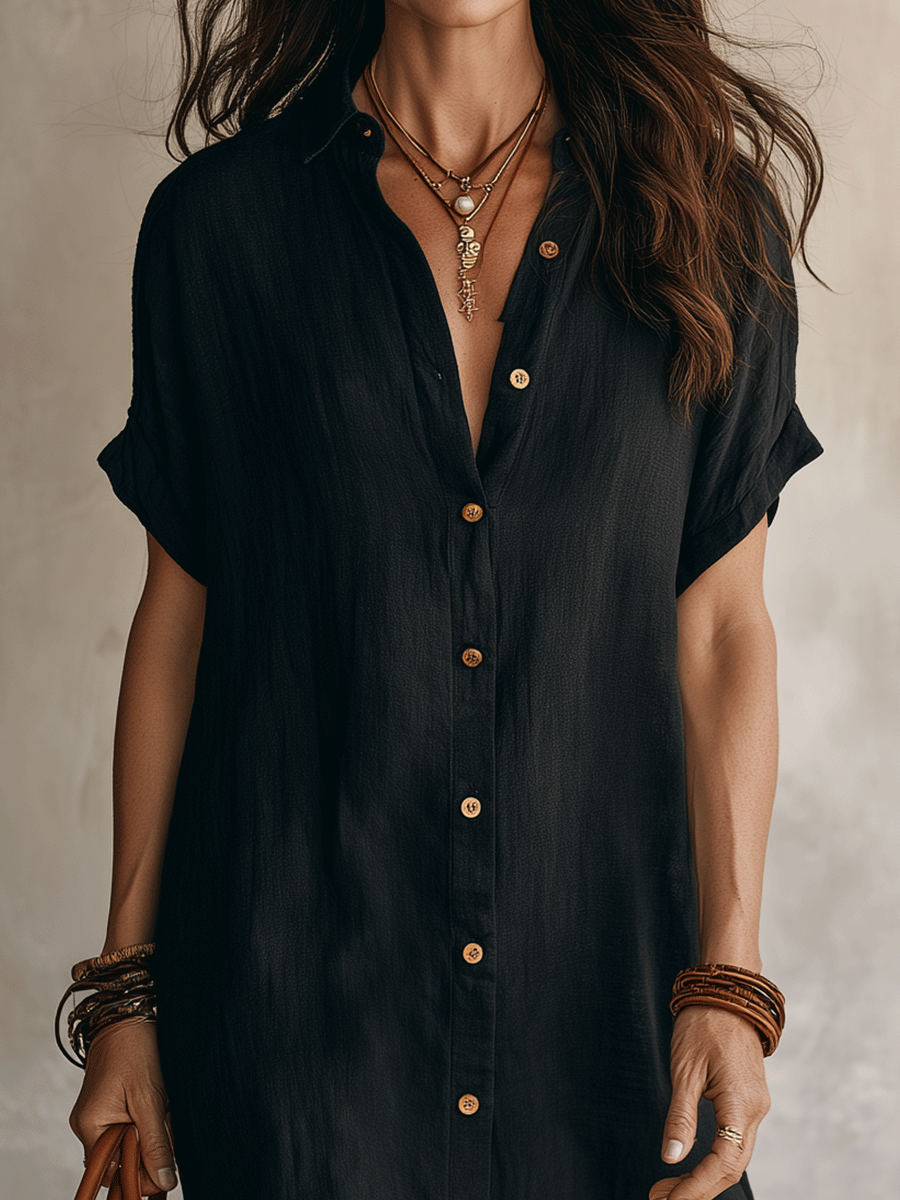 Daphne - Vestido camisero de lino fresco