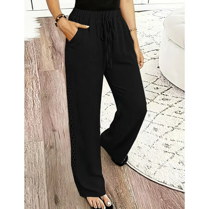 Estrelle - Pantalón de descanso con jareta y detalle de encaje