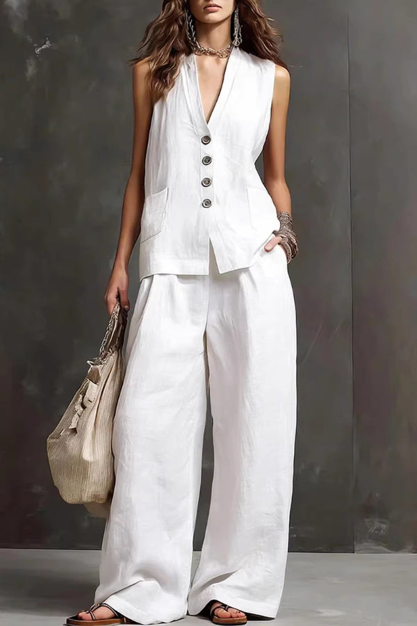 Heloise - Conjunto de chaleco transpirable y pantalón de pierna ancha