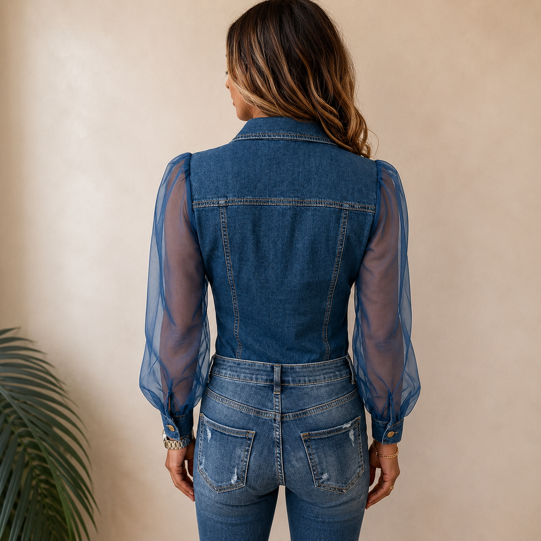Maren - Blusa abotonada con mangas traslúcidas