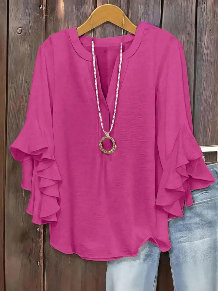 Norabelle - Blusa elegante con holanes en las mangas
