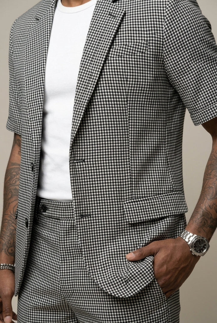 Rufus - Conjunto sastrero de blazer y shorts a cuadros
